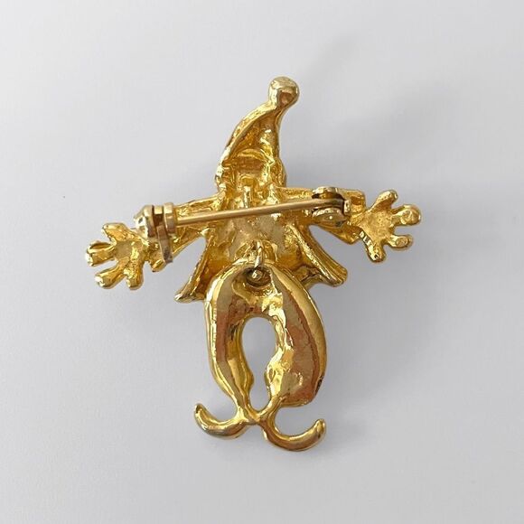 Gold Rhinestone Jester Clown Brooch Pin - Picture 3 of 3